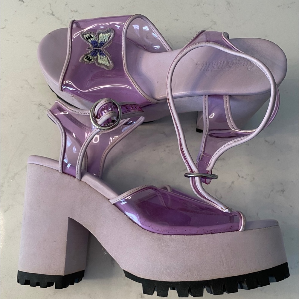 DOLLSKILL Purple Butterfly Chunky Heels Platforms